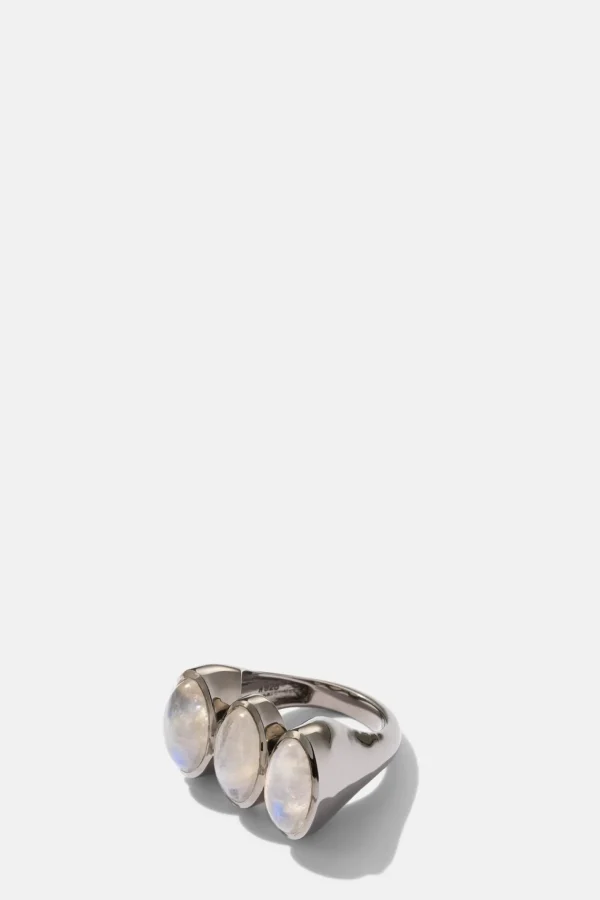 Triple Elliptic Ring - Rainbow Moonstone