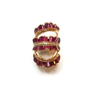 Triple Ruched Ribbon Ring - Ruby