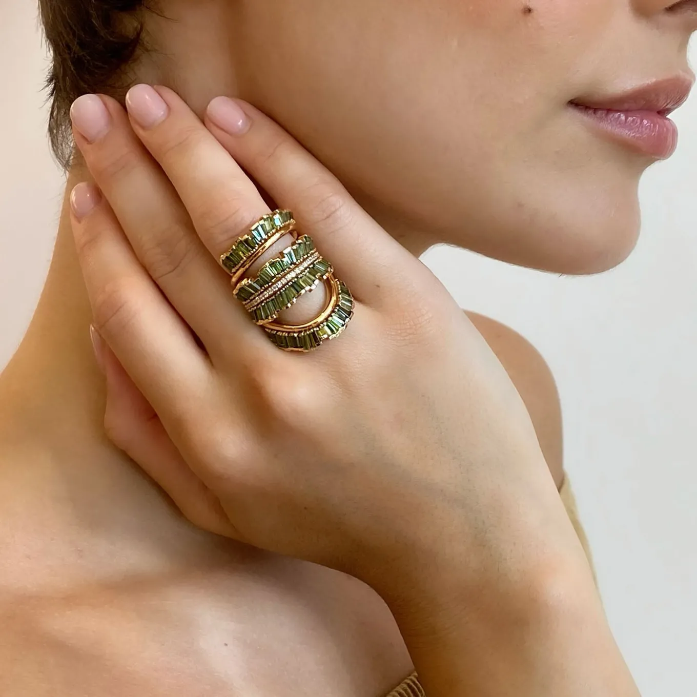 triple_ruched_ribbon_ring_1-4.webp Triple Ruched Ribbon Ring - Green Tourmaline