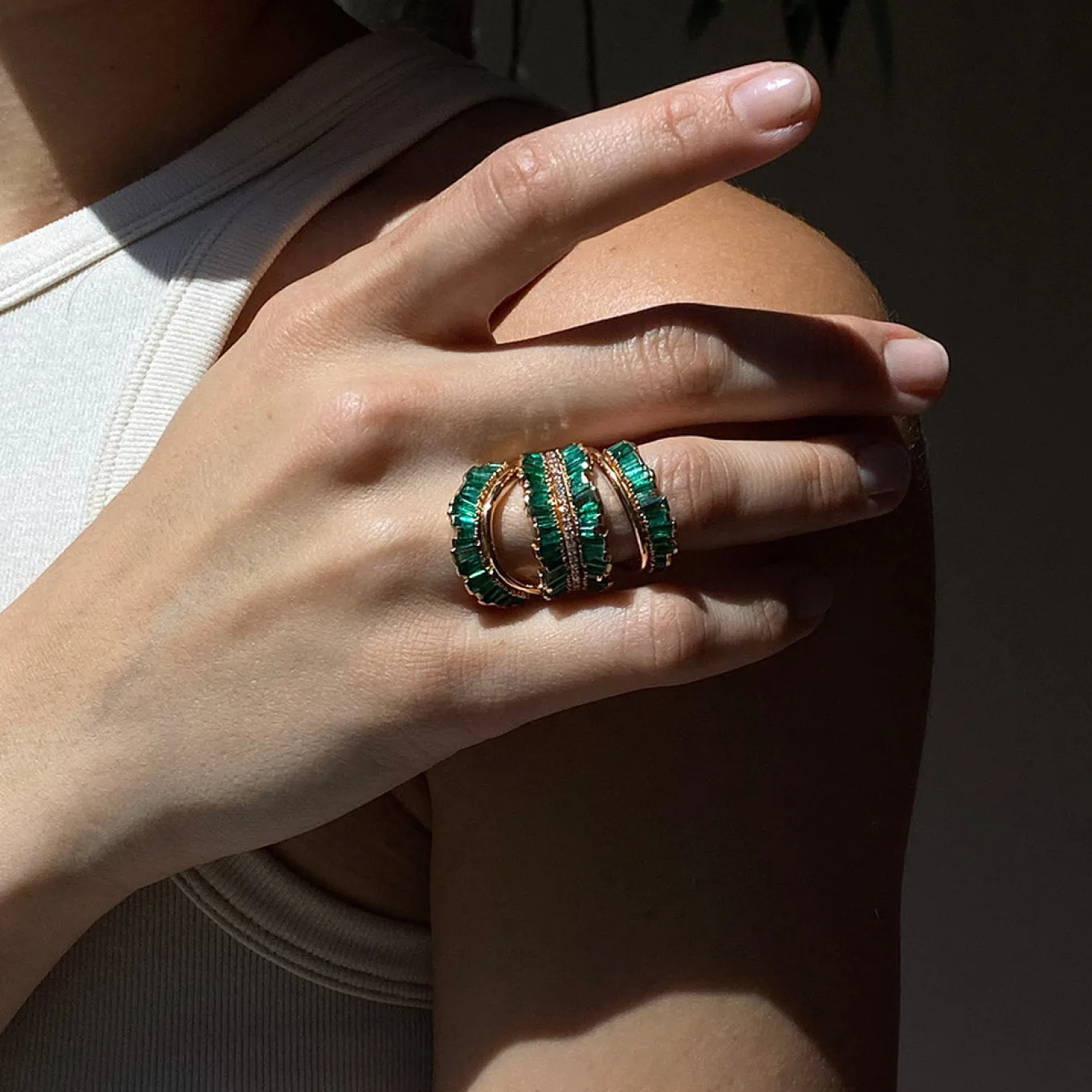 triple_ruched_ribbon_ring_3-1.webp Triple Ruched Ribbon Ring - Emerald