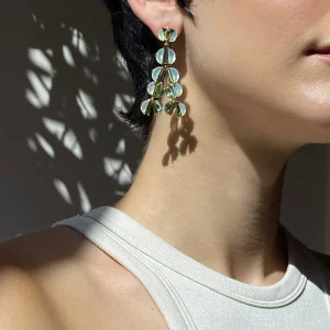 Tuft Earrings - Blue Peruvian Opal & Green Tourmaline