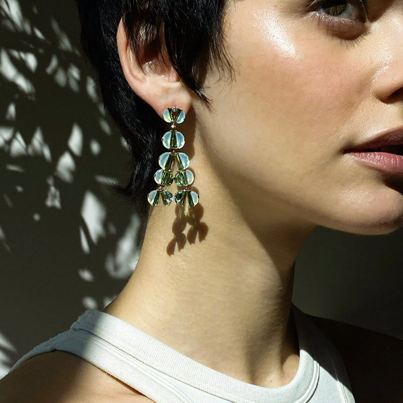 tuft_earrings__blue_peruv_2.webp Tuft Earrings - Blue Peruvian Opal & Green Tourmaline