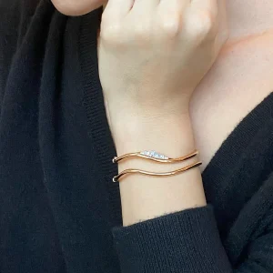 Twisted Ruched Cuff Bracelet - Diamond
