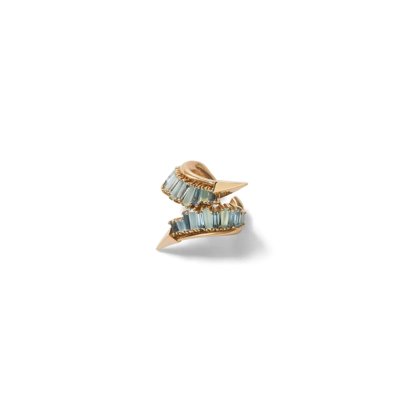 twisting_ruched_ear_cuff__1.webp Twisting Ruched Ear Cuff - Blue Peruvian Opal & Aquamarine