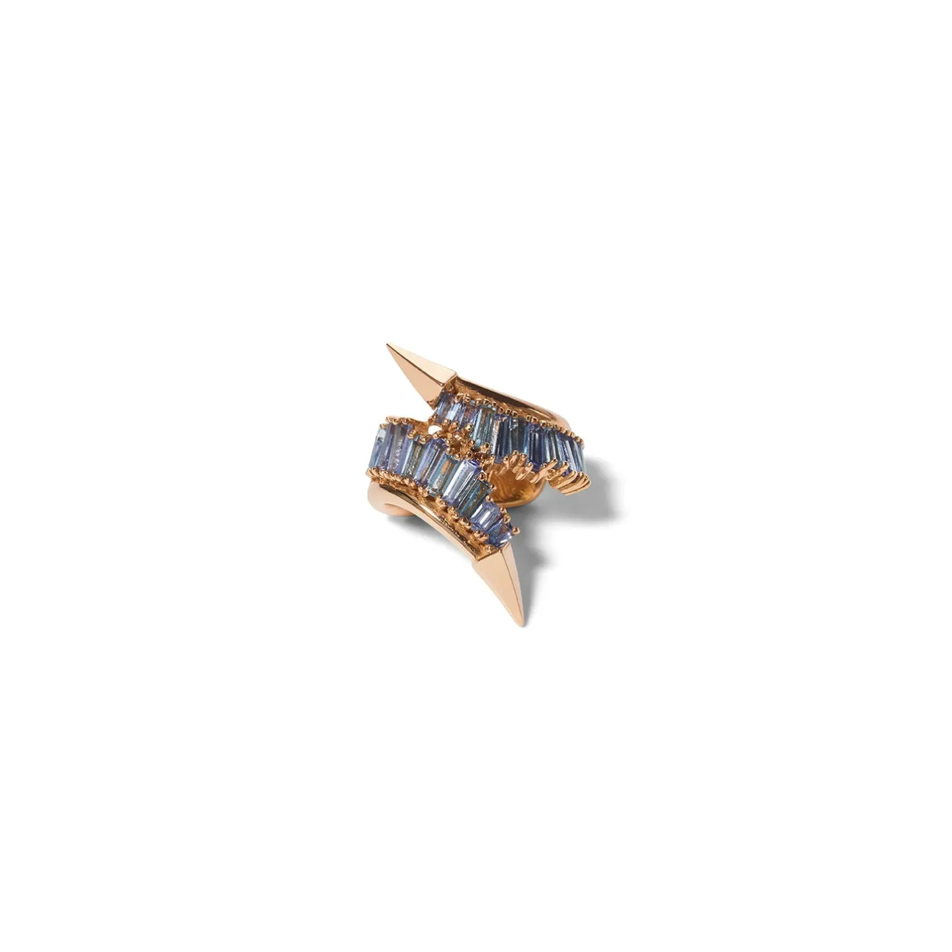twisting_ruched_ear_cuff__2.webp Twisting Ruched Ear Cuff - Tanzanite & Aquamarine