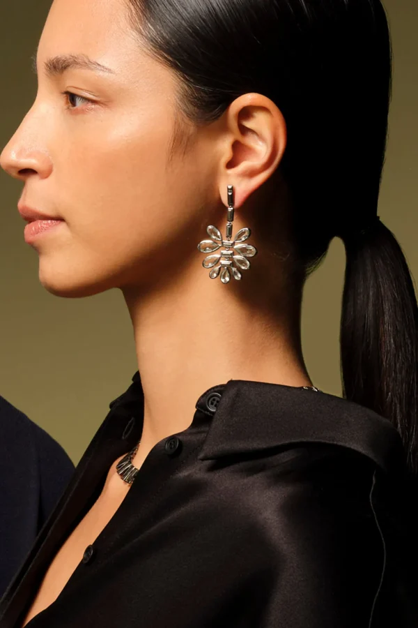 Uchiwa Earrings - Pyrite & Green Amethyst