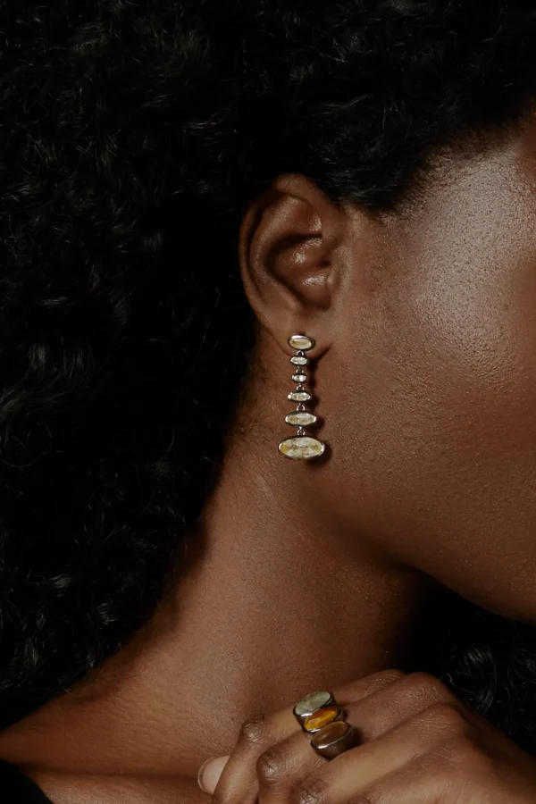 Vase Earrings - Rutilated Quartz