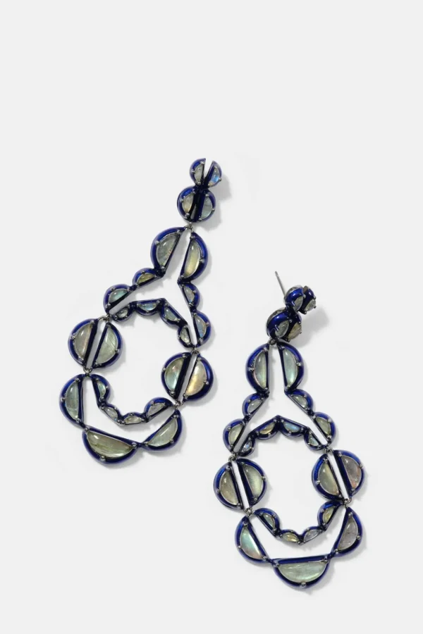 Vienna Blue Enameled Earrings - Labradorite