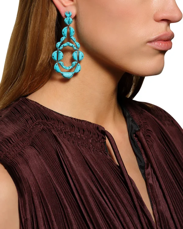 Vienna Turquoise Enameled Earrings - Turquoise