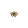 Winged Strapped Heart Pendant - Blue Zircon, Green Tourmaline