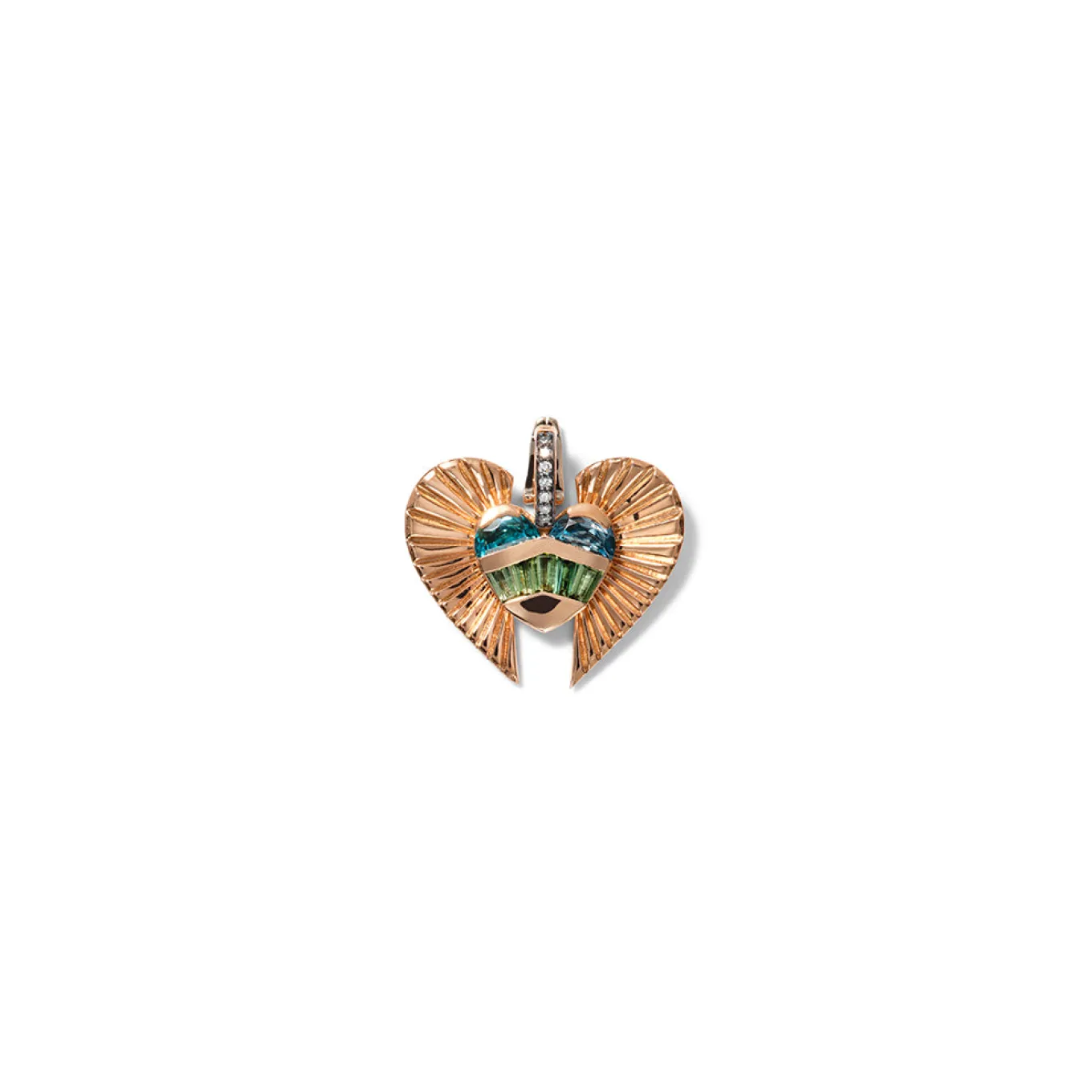 winged_strapped_heart_pen_0.webp Winged Strapped Heart Pendant - Blue Zircon, Green Tourmaline